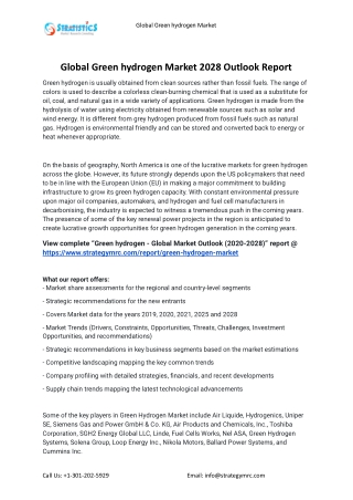 2021 Green hydrogen Market Global Analysis Report