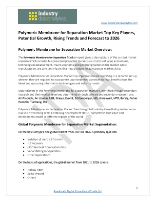 Polymeric Membrane for Separation Market  Growth Opportunities, Revenue Analysis