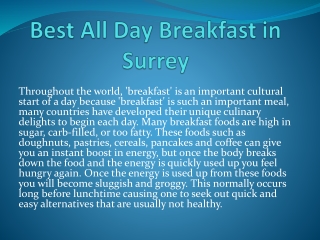Best All Day Breakfast in Surrey
