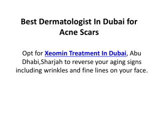 Best Dermatologist In Dubai for Acne Scars