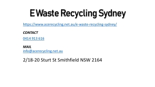 E Waste Recycling Sydney