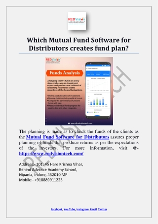 Which Mutual Fund Software for Distributors creates fund plan