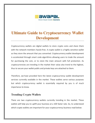 Ultimate Guide to Cryptocurrency Wallet Development