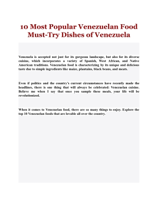 10 Most Popular Venezuelan Food Must-Try Dishes of Venezuela
