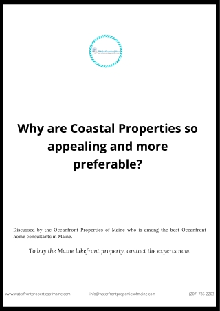 Why are Coastal Properties so appealing and more preferable