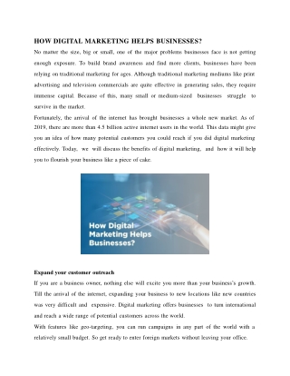 How Digital Marketing Help Businesses