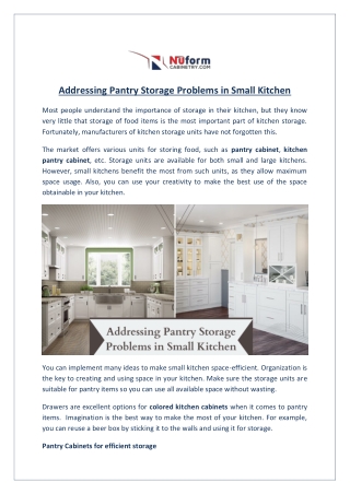 Addressing Pantry Storage Problems in Small Kitchen