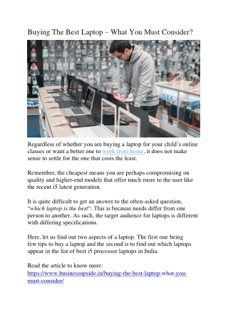 Buying The Best Laptop