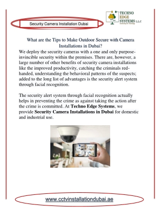 What are the Tips to Make Outdoor Secure with Camera Installations in Dubai?