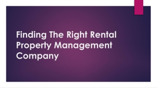 Finding The Right Rental Property Management Company