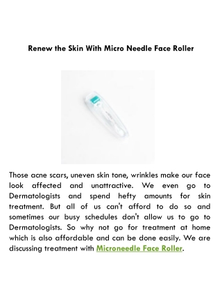 Renew the Skin With Micro Needle Face Roller