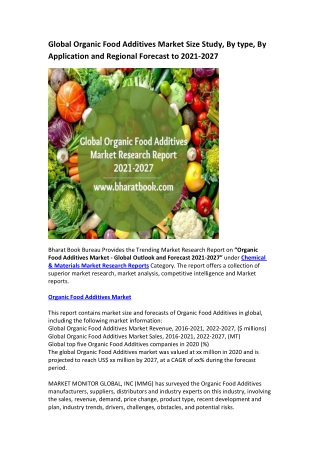 Global Organic Food Additives Market Size Study