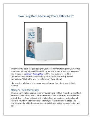 How Long Does A Memory Foam Pillow Last