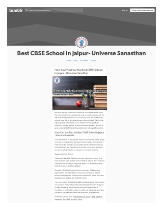 How Can You Find the Best CBSE School in Jaipur - Universe Sansthan