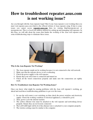 How to troubleshoot repeater.asus.com is not working issue