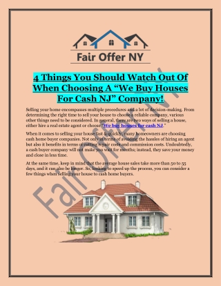 We Buy Houses For Cash NJ | Fair Offer NY