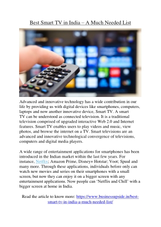 Best Smart TV in India
