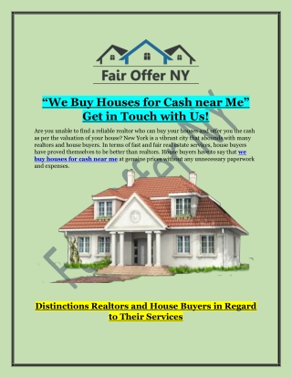 We Buy Houses for Cash Near Me | Fair Offer NY