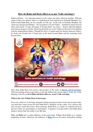 Effect of Rahu and Ketu upon Us as per Vedic Astrology - Dr Vinay Bajrangi