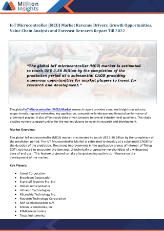 IoT Microcontroller (MCU) Market