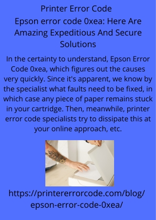 Epson error code 0xea Here Are Amazing Expeditious And Secure Solutions