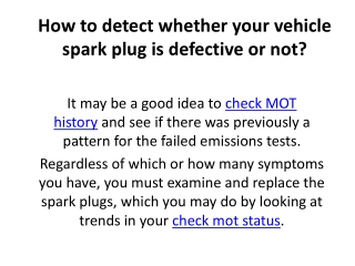 How to detect whether your vehicle spark plug