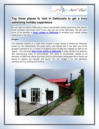 Best Luxury Hotels In Dalhousie