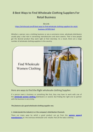 8 Best Way to Find Wholesale Clothing Suppliers for Retail Business