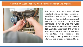 4 Common Signs That You Need Heater Repair at Los Angeles