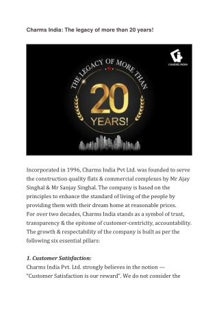 Charms India- The legacy of more than 20 years!