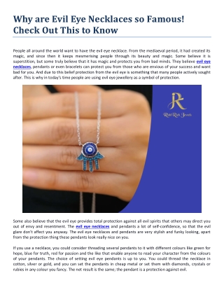 Why are Evil Eye Necklaces so Famous! Check Out This to Know