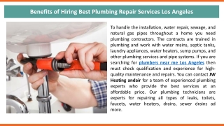 Benefits Of Hiring Best Plumbing Repair Services Los Angeles