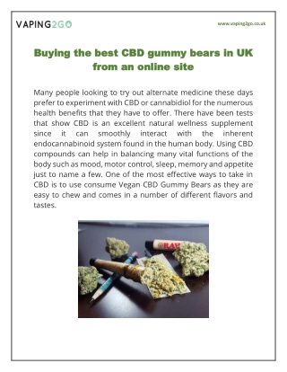 Buying the best CBD gummy bears in UK from an online site
