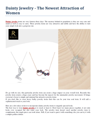Dainty Jewelry - The Newest Attraction of Women