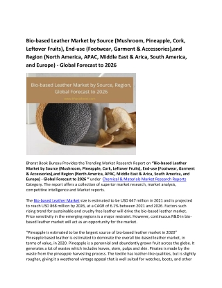 Global Bio-based Leather Market Research Report 2021-2026