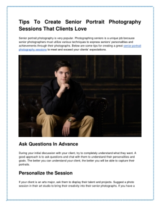 Tips To Create Senior Portrait Photography Sessions That Clients Love