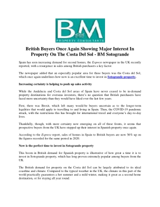 British Buyers Once Again Showing Major Interest In Property On The Costa Del Sol - BM Sotogrande