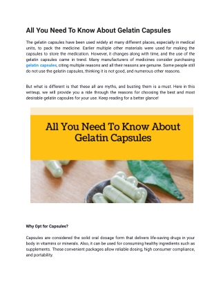 All you need to know about gelatin capsules
