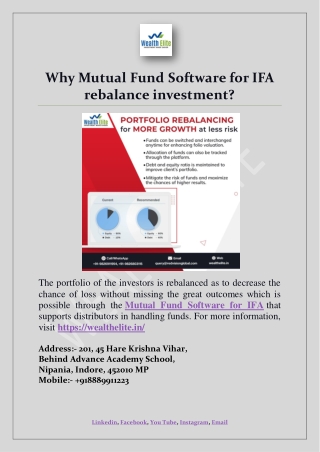 Why Mutual Fund Software for IFA rebalance investment
