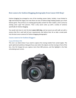 Best camera for fashion blogging photography from Canon UAE Shop