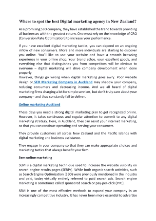 Where to spot the best Digital marketing agency in New Zealand?