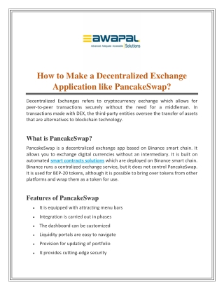 How to Make a Decentralized Exchange Application like PancakeSwap?