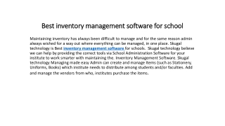 Best inventory management software for school