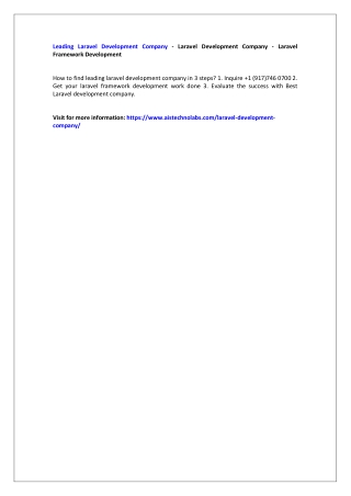 Leading Laravel Development Company - Laravel Development Company