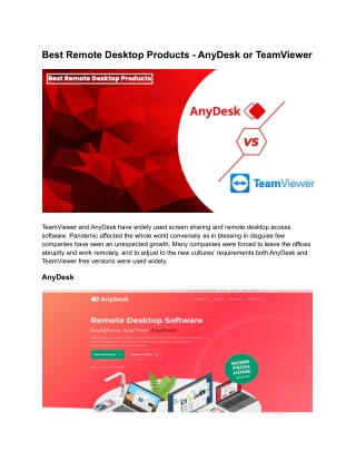 Best Remote Desktop Products - AnyDesk or TeamViewer