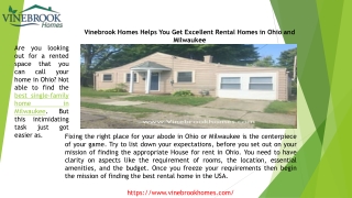 Vinebrook Homes Helps You Get Excellent Rental Homes in Ohio and Milwaukee