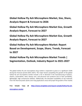 Global Hollow Fly Ash Microsphere Market, Size, Share, Analysis Report