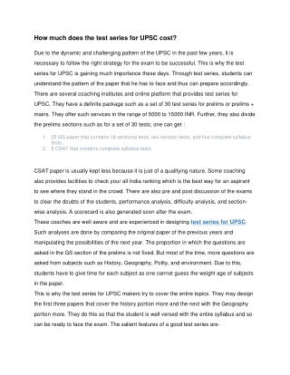 How much does the test series for UPSC cost