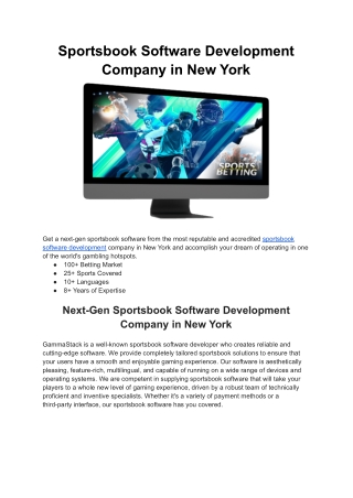 Sportsbook Software Development Company in New York