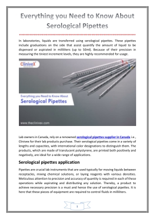 Everything you Need to Know About Serological Pipettes